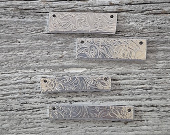 3/8 x 1-1/4&quot; (20) 14gS Aluminum Bar Necklace Rolled with Floral Paisley Silver Tone  with (2) 1.5mm More Sizes & texturess Available