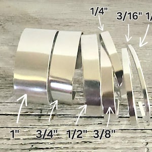 1/4 x 6&quot; 14gS (50) Cuff Blanks 1100 Pure Aluminum Tumble Polished Metal Stamping Blank Bracelet Cuff Flat Rounded Ends Hand Stamping