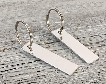 3/8 x 2" (100) 14gH nyckelringsämnen 14 Gauge hårdhärdad ren aluminium 1 hål trumlad polerad platt med fyrkantiga hörn
