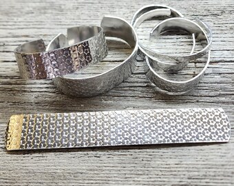 Brazalete de estrella de 3/8 x 6", 14 g (10 unidades), calibre 14, aluminio suave 1100, con relieve, plano, con extremos redondeados y pulido.