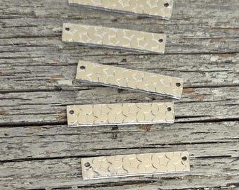 1/4 x 1-1/2&quot; (20) Stars Pattern Metal 14gS Aluminum Bar Necklace Silver Tone with (2) 1.5mm Holes More Patterns & Sizes Tumble Polished
