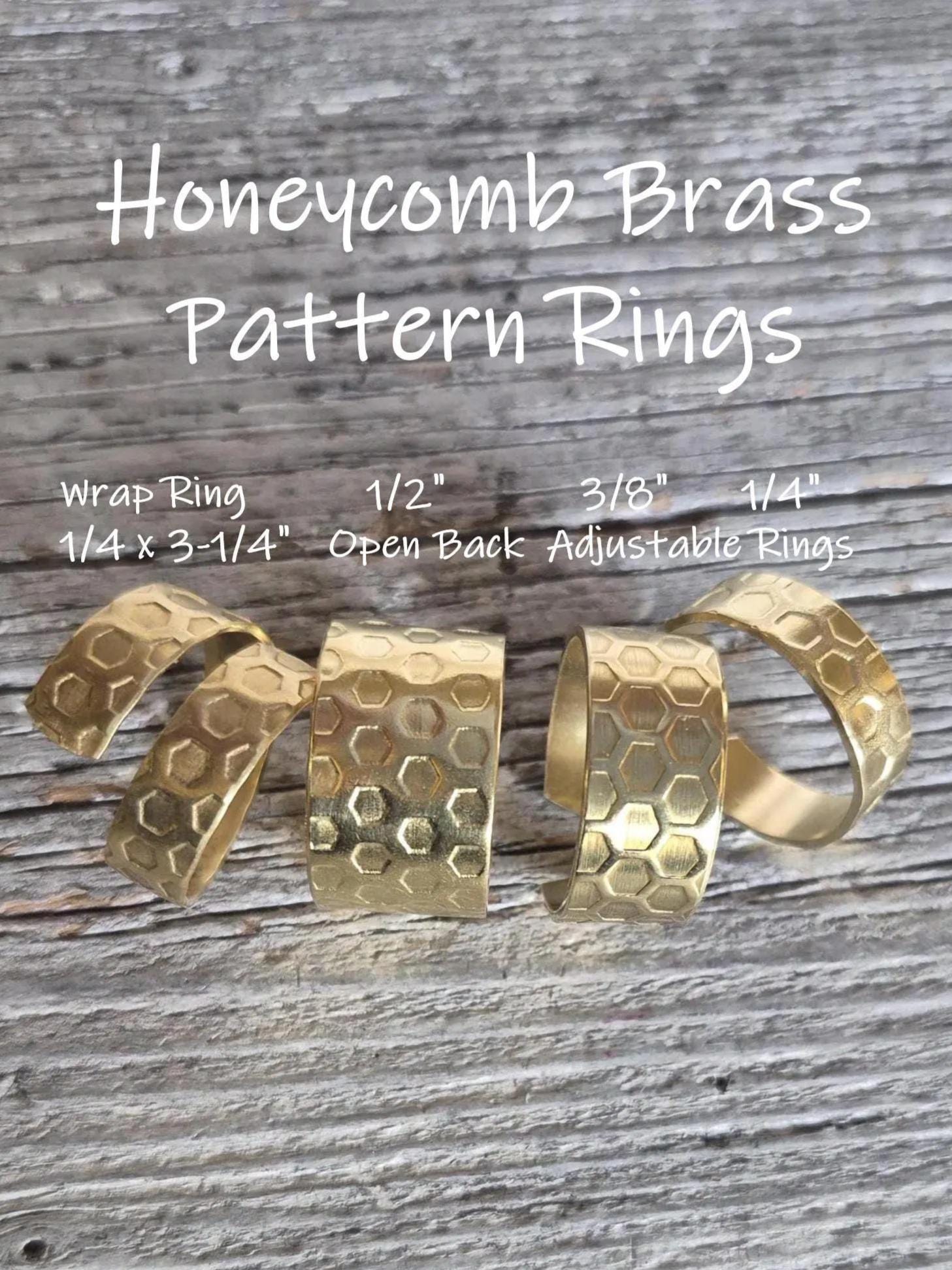 1/4 x 3" (50) 18gS NEW! Red Brass Honeycomb Pattern Metal Ring Blanks Tumble Polished Dead Soft Temper Flat Rounded Ends Tumble Polished