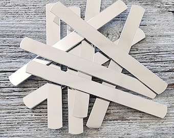 3/8 x 5" (10) 14gH Tie Bar Blanks 14 Gauge Aluminum 3003 Strong and Flexible Tumbled Hand Stamping Blanks Flat with Rounded Ends