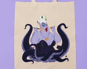 Tote Bag Ursula Schurken, Queer Artwork, Parodie Illustration, LGBTQ Canvas Bag, kleine Meerjungfrau, Bösewicht, Fun, Fun Tote Bag, Canvas Tasche, +18