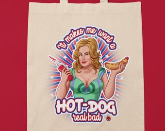 Tote Bag Paulette Coolidge Special Edition, Hot dog, Parody Art, Fun Apparel, Fun Characters, Fun Cartoons, Fun Tote Bag, Canvas Bag