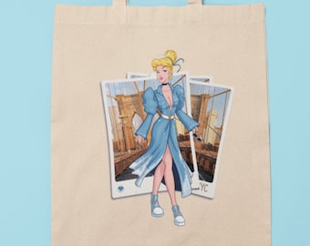 Tote Bag Cinderella Street Fashion, Parody Artwork, Fashion Bag, Fun Apparel, Classic Characters, Fun Cartoon, Fun Tote Bag, Canvas Bag
