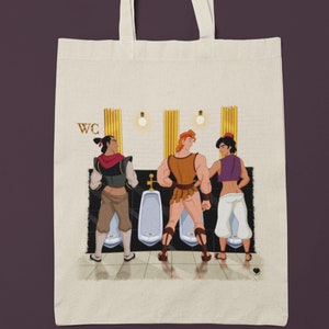 Tote Bag WC Cruising Cruising, Queer Artwork, Gay Princes, Shang, Hercules, Aladdin, LGBTQ Bag, Parody Artwork, Tote Bag, Canvas Bag, +18