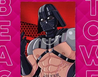 Beach Towel Daddy Vader Dudes, Disney Villains, Parody Illustration, Queer, Gay Artwork, Fun Bath Towel, Towel 35x70, Soft Towel
