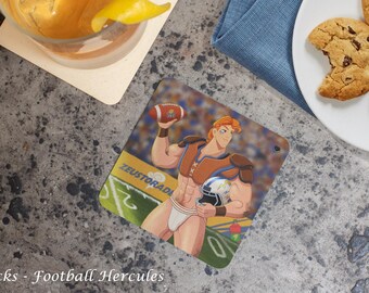 Juego de 2 posavasos de la colección Jocks, decoración del hogar, arte queer, príncipes gays, LGBT, ilustración parodia, arte gay, deportes, posavasos divertidos