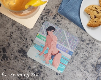 Juego de 2 posavasos Jocks Collection 2, Decoración del hogar, Arte queer, Príncipes gays, LGBT, Ilustración de parodia, Arte gay, Deportes, Posavasos divertidos