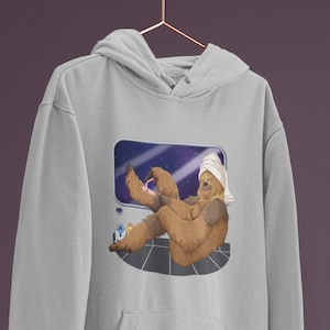 Unisex Hoodie Chewbacca Star Baths, Queer Artwork, Star Wars, Jedi, Fun Apparel, Fun Illustration, Grogu, Parody Artwork, Sweatshirt, Gift