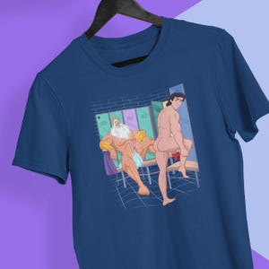 Unisex T-shirt Lockers Cruising, Queer Artwork, Gay Princes, Gay Triton, LGBTQ Apparel, Gay Mermaid, Parody Artwork, Gift, Clothes, +18