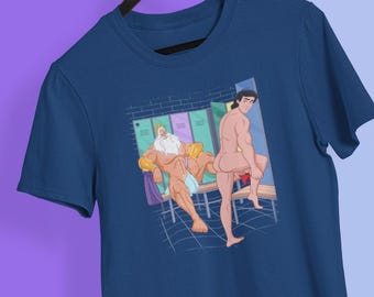 ユニセックス T シャツ ロッカーズ クルージング、クィア アートワーク、ゲイ プリンス、ゲイ トリトン、LGBTQ アパレル、ゲイ マーメイド、パロディ アートワーク、ギフト、衣類、+18