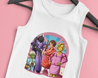 Unisex Tank Top Golden Wars Special Edition, Leia, Darth Vader, Yoda, C3po, Parody, Golden Girls, LGBTQ Apparel, Fun Tank Top, Gift, Clothes