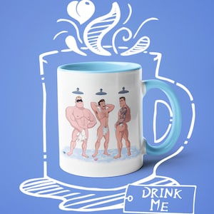 Coffee Mug Showers Cruising, Queer, Gay Incredible, Gay Hero, Gay Dad, LGBTQ Mug, Gay Shower, Parody Artwork, Fun Mug, Drinkware, +18
