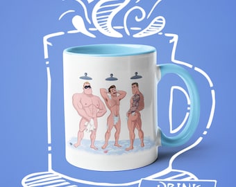 Coffee Mug Showers Cruising, Queer, Gay Incredible, Gay Hero, Gay Dad, LGBTQ Mug, Gay Shower, Parody Artwork, Fun Mug, Drinkware, +18
