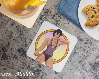 Set de Posavasos x2 Colección Prinsex, Decoración del Hogar, Arte Queer, Príncipes Gay, LGBT, Ilustración Parodia, Arte Gay, Dibujos Animados, Posavasos Divertidos