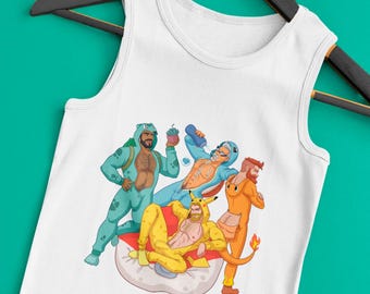 Unisex Tank Top Poke Squad Special Edition, Queer, Gay Illustration, LGBTQ Apparel, Gay Pride, Gay Classic Cartoon, Gift, Clothes, +18