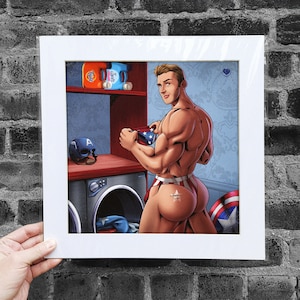 Matted Poster Captain America Super Homie, Queer, Gay Illustration, LGBTQ Posters, Gay Pride, Gay Superheroes, Home Decor, Wall Decor, +18