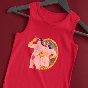Unisex Tank Top Gaston Schurken, Queer Artwork, Gay, Parodie Kunst, LGBTQ Bekleidung, Die Schöne und das Biest, Bösewicht, Fun Top, Geschenk, Kleidung, +18