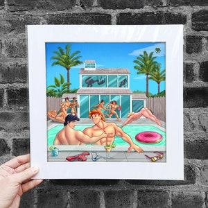 Matted Poster Pool Party Princes Special Edition, Queer, Gay, LGBTQ Decor, Gay Pride Merchandise, Parody Art, Home Decor, Wall Decor, +18