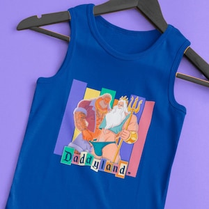 Unisex Tank Top Daddyland Special Edition, Queer, Gay Daddy, Gay Triton, Gay Zeus, LGBTQ Apparel, Parody Artwork, Gift, Clothes, +18
