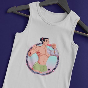 Unisex Tank Top Shang Prinsex, Disney Prince, Gay Artwork, LGBTQ Apparel, Gay Pride Merchandise, Parody, Gay Prince, Gift, Clothes, +18