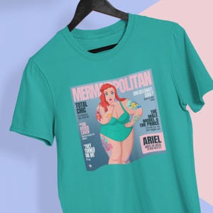 Unisex T-shirt Mermaidpolitan Magazines, Princesses, Ariel, Original Art, Parody, Fun Apparel, Classic Characters, Fun Shirt, Gift, Clothes