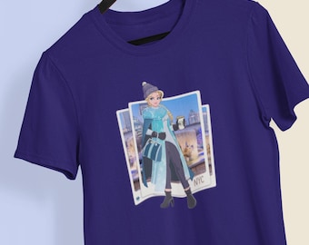 Camiseta unissex Elsa Street Fashion, Frozen, arte de paródia, moda, roupas divertidas, personagens clássicos, desenhos animados divertidos, camisa divertida, presente, roupas