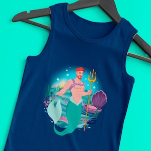 Unisex Tank Top Merman Harness Special Edition, Gay Mermaid, Queer Art, LGBTQ Apparel, Gay Pride, Gay Fantasy, Fun Top, Gift, Clothes, +18
