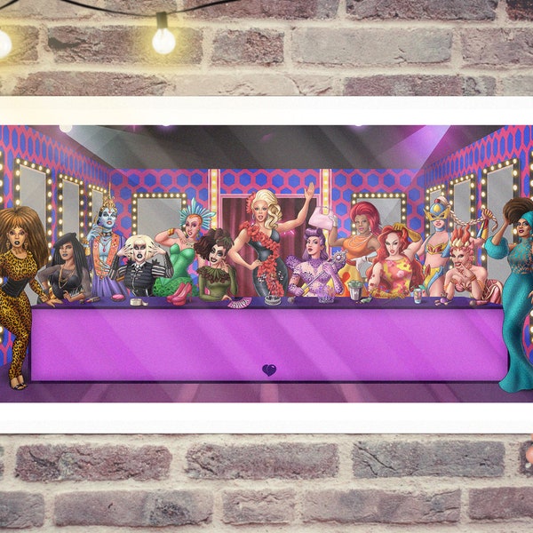 Matted Poster Last Supper Drag DraGlam, Queer, Drag Queens, LGBTQ Decor, Gay Pride Merchandise, Drag Race, Rupaul, Home Decor, Wall Decor