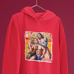 Unisex Hoodie Polyamorous Special Edition, Queer Art, Gay, LGBTQ Apparel, Gay Superheroes, Parody Illustration, Gay Sweatshirt, Gift, +18