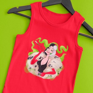 Unisex Tank Top Cruella Villains, Queer Artwork, Parody Illustration, LGBTQ Apparel, 101 Dalmatians, Villains, Fun Top,  Gift, Clothes, +18