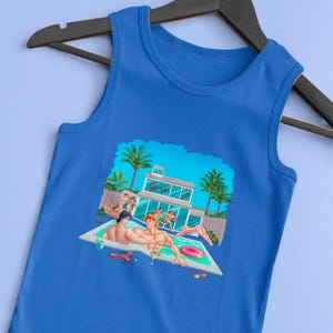 Unisex Tank Top Pool Party Princes Special Edition, Queer Art, Gay, LGBTQ Apparel, Gay Pride Merchandise, Parody Artwork, Gift, Clothes, +18