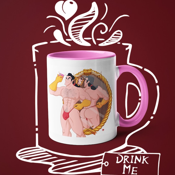 Coffee Mug Gaston Villains, Queer Artwork, Gay, Parody Illustration, LGBTQ Houseware, Beauty & the Beast, Villains, Fun Mug, Drinkware, +18