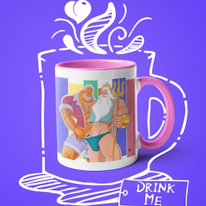 Coffee Mug Daddyland Special Edition, Queer Artwork, Gay Daddy, Gay Triton, Gay Zeus, LGBTQ Mug, Parody Artwork, Fun Mug, Drinkware, +18