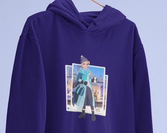 Sudadera unisex Elsa Street Fashion, Frozen, arte de parodia, moda, ropa divertida, personajes clásicos, dibujos animados divertidos, sudadera divertida, regalo, ropa