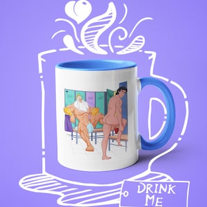 Coffee Mug Lockers Cruising, Queer Artwork, Gay Princes, Gay Triton, LGBTQ Houseware, Gay Mermaid, Parody Artwork, Fun Mug, Drinkware, +18