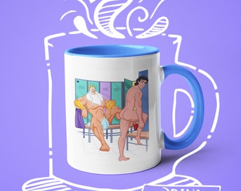 Koffiemok Lockers Cruising, Queer Artwork, Gay Princes, Gay Triton, LGBTQ Houseware, Gay Mermaid, Parodie Artwork, Leuke mok, Drinkware, +18