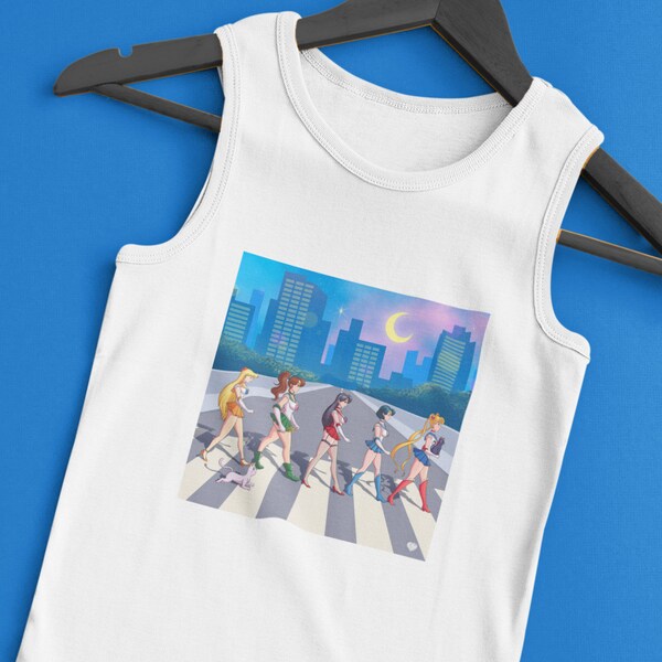 Unisex Tank Top Sailor Girls Walk Special Edition, Parody, Fun Apparel, Classic Characters, Fun Cartoon, Abby Road, Fun Top, Gift, Clothes