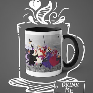 Coffee Mug Villains Skyscraper, Parody Villains, Disney, Rockefeller Center, NYC, Classic Characters, Cartoons, Fun Mug, Drinkware