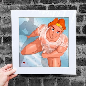 Pôster de esportes aquáticos edição limitada, Queer, Brincadeira gay, Decoração LGBTQIA+, Chá de bebê gay, Hércules gay, Arte divertida, Decoração para casa, Decoração de parede, +18