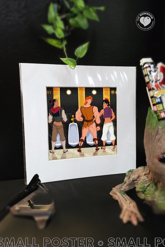 Matted Poster WC Cruising Cruising, Queer Artwork, Gay Princes, Shang, Hercules, Aladdin, LGBTQ Poster, Parody, Home Decor, Wall Decor, +18