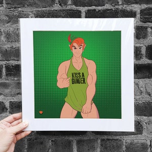 Matted Poster Kiss a Ginger Dudes, Queer Art, Gay Illustration, LGBTQ Poster, Gay Pride Art, Gay Ginger, Home Decor, Wall Decor, +18