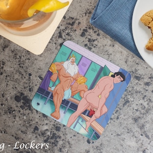 Set of Coasters x2 Cruising Collection, Home Decor, Queer Art, Gay Princes, LGBT, Parody Illustration, Gay Artwork, Cartoon, Fun Coasters