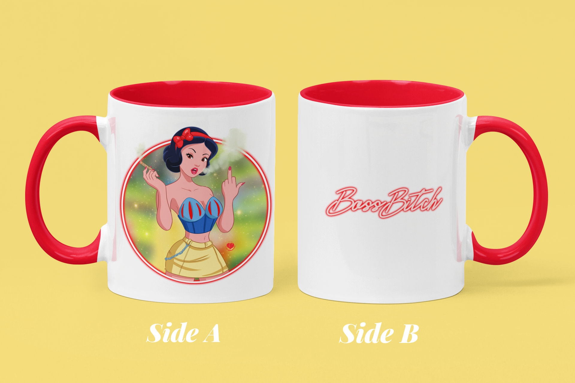 コーヒーマグ 白雪姫 ボス ビッチ、ディズニープリンセス、パロディ
