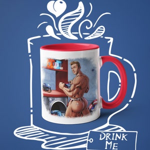 Coffee Mug Captain America Super Homie, Queer, Gay Illustration, LGBTQ Houseware, Gay Pride Art, Gay Superheroes, Fun Mug, Drinkware, +18