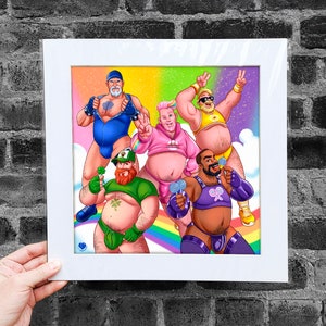 Matted Poster Care Bears Special Edition, Queer Artwork, Gay Illustration, LGBTQ Posters, Gay Pride, Gay Parody, Home Decor, Wall Decor, +18