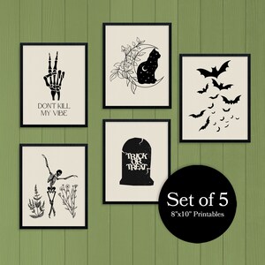 Minimalist Halloween Digital Print set | Set of 5 | Digital Download | 8&quot;x10&quot; Prints | Gallery Wall
