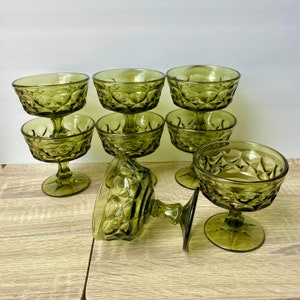 Vintage Green Noritake Perspective Water Wine Tea Goblets Glasses, Kitchen Home Decor Wedding Bar, Collectable Mid Century Stemmed Drinkware